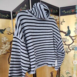 a.n.a. stripped cropped turtleneck sweater